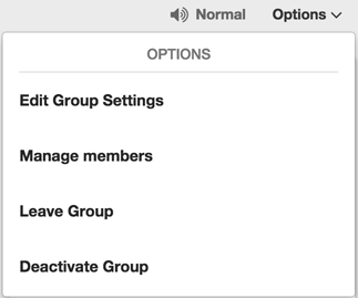 Group options dropdown menu