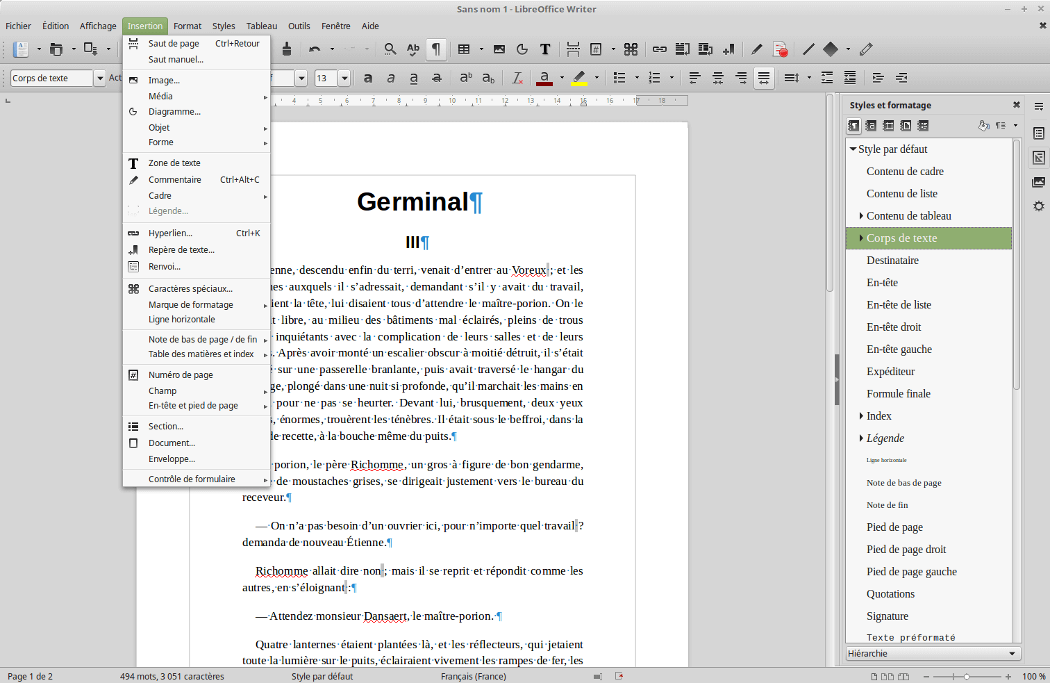 LibreOffice Writer sous GNU/Linux Mint