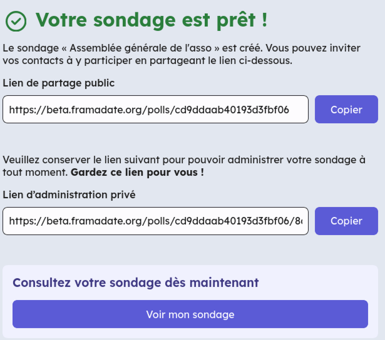 image montrant le résumé d'un sondage