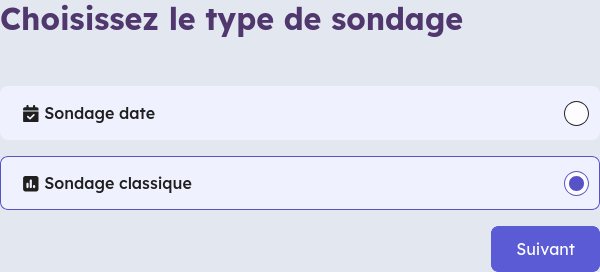 image montrant le choix du sondage