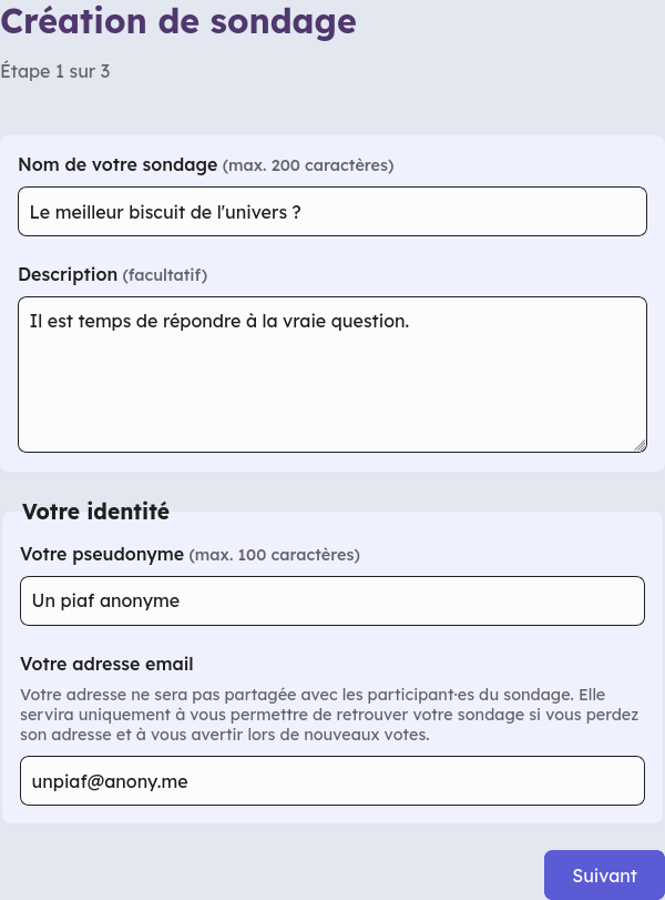 image étape 1 sondage classique