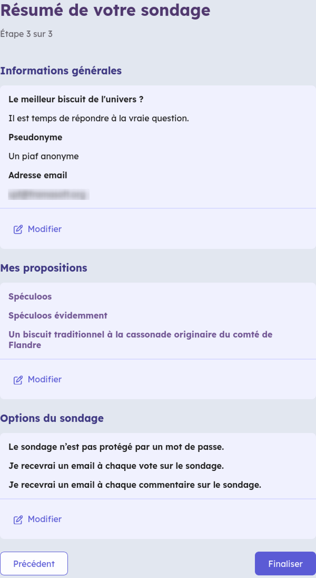 image montrant le résumé d'un sondage